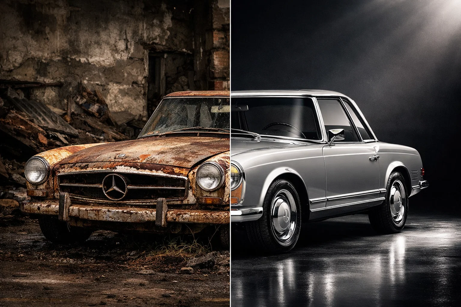 Before and After: Mercedes-Benz 280SL Pagoda